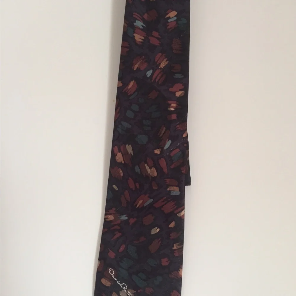 Vintage Oscar De La Renta Purple‎ Abstract Art Neck Tie